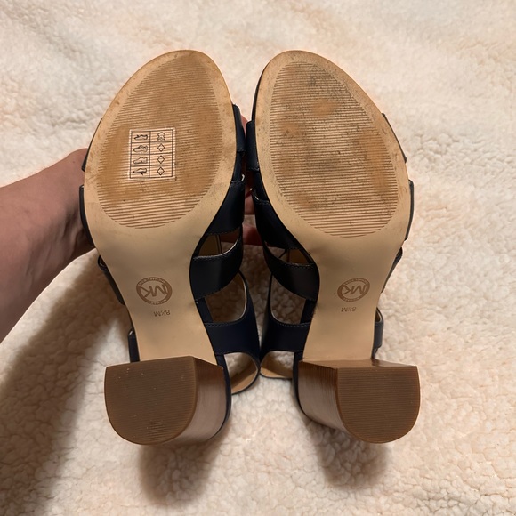 Michael Kors Damita Sandal Admiral Blue zipper leather chunky high heel 8.5M - Picture 6 of 10